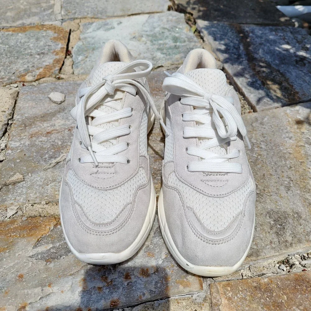 Madden Girl Chunky Platform Off White Gray Burrel Comfort Sneakers Size 7